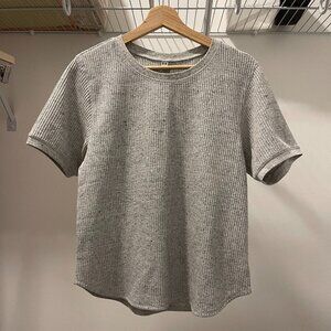 UNIQLO Ribbed Short Sleeve Knit Top - Light Grey - Size S